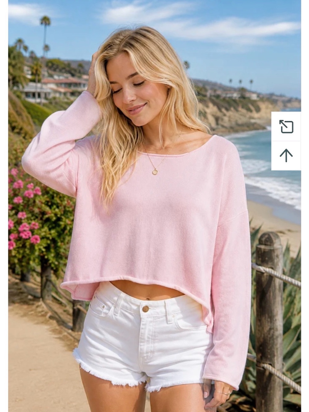 Miracle sweater. Off the shoulder cotton knit - Blush (pink)